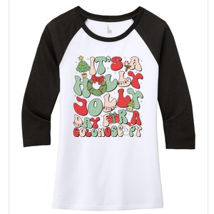 ItS A Holly Xmas Day For A Colonoscopy Christmas Women's Tri-Blend 3/4-Sleeve Raglan Shirt