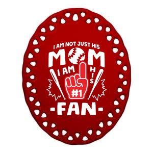 I Am His Number 1 Fan Funny Baseball Mom Gift Great Gift Ceramic Oval Ornament