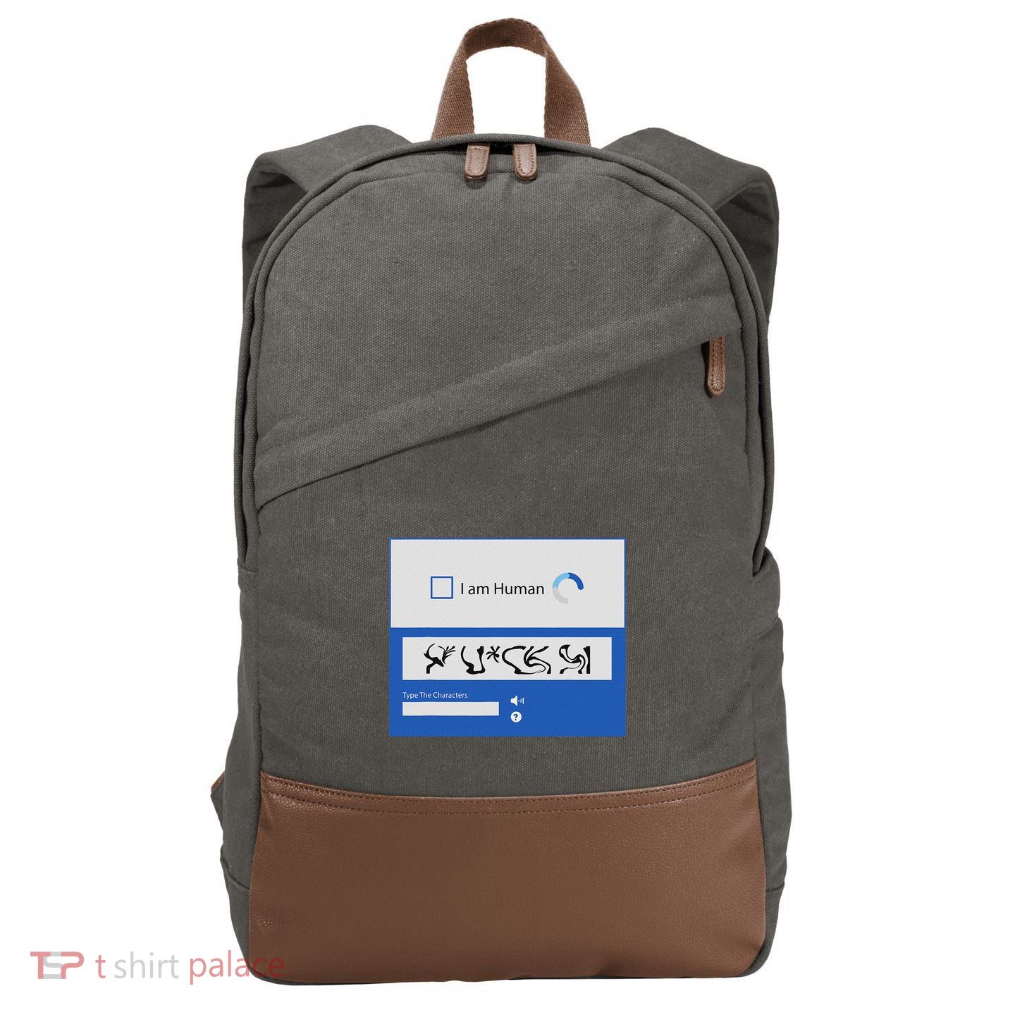 I Am Human Captcha Verification Cotton Canvas Backpack