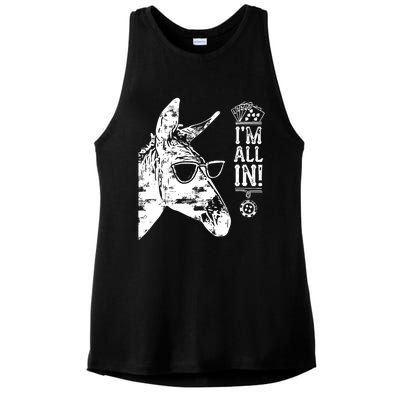 I'm All In Funny Poker Donkey Ladies PosiCharge Tri-Blend Wicking Tank