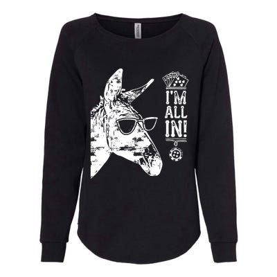 I'm All In Funny Poker Donkey Womens California Wash Sweatshirt