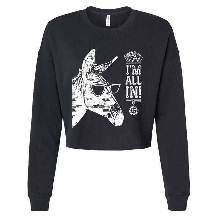 I'm All In Funny Poker Donkey Cropped Pullover Crew
