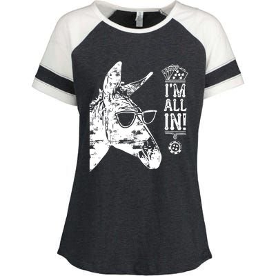 I'm All In Funny Poker Donkey Enza Ladies Jersey Colorblock Tee