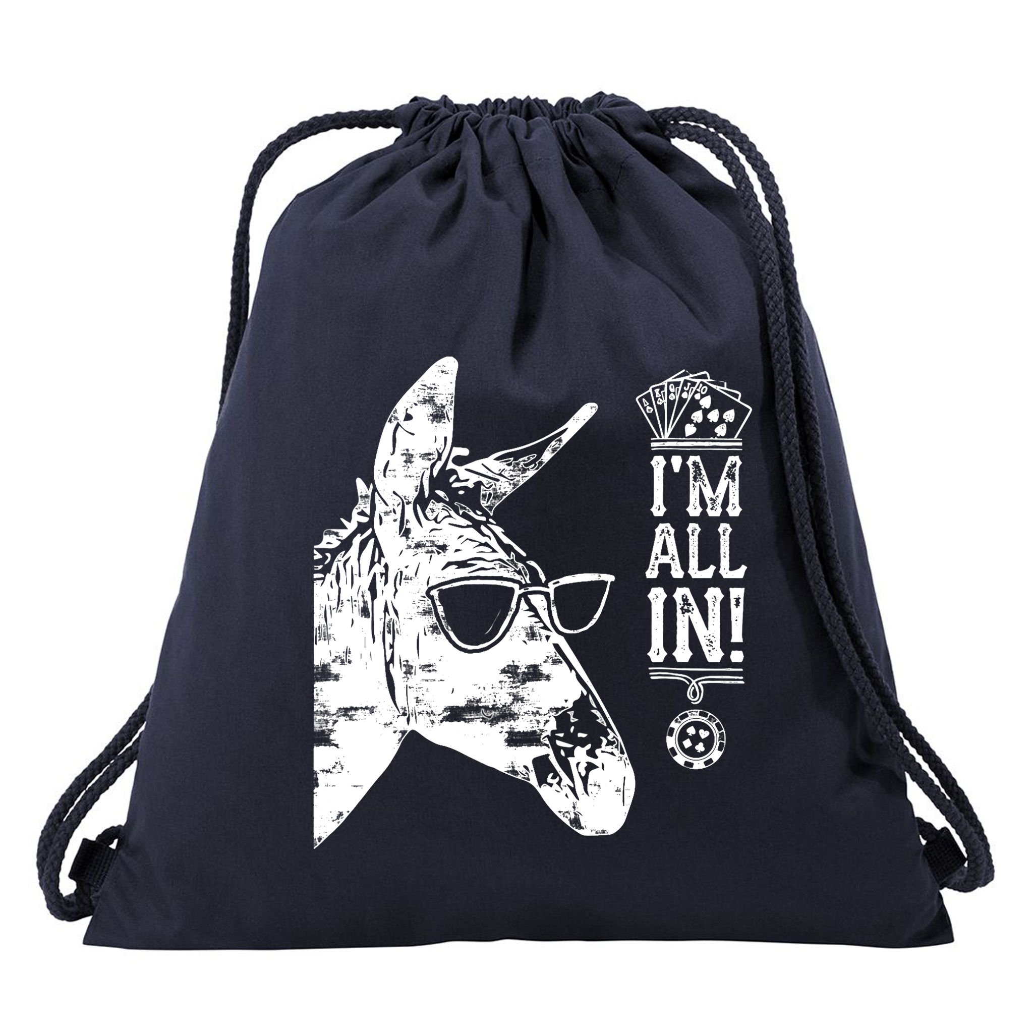 I'm All In Funny Poker Donkey Drawstring Bag