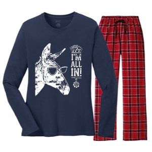 I'm All In Funny Poker Donkey Women's Long Sleeve Flannel Pajama Set 