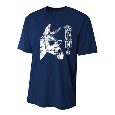 I'm All In Funny Poker Donkey Youth Performance Sprint T-Shirt