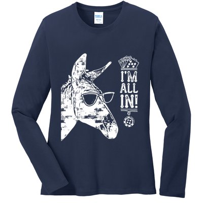 I'm All In Funny Poker Donkey Ladies Long Sleeve Shirt