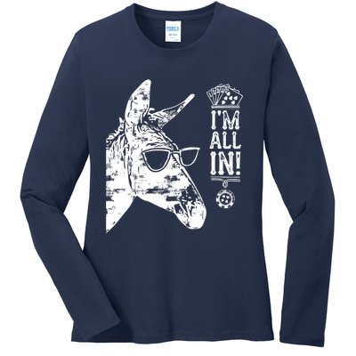 I'm All In Funny Poker Donkey Ladies Long Sleeve Shirt