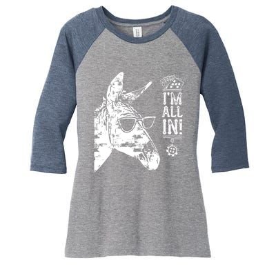 I'm All In Funny Poker Donkey Women's Tri-Blend 3/4-Sleeve Raglan Shirt