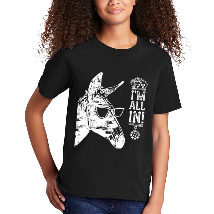 I'm All In Funny Poker Donkey Kids T-Shirt