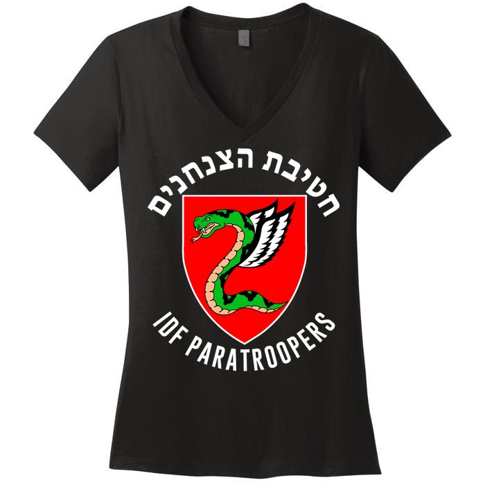 Israel Army Idf 35th Paratroopers Brigade Back & Front Women's V-Neck T-Shirt