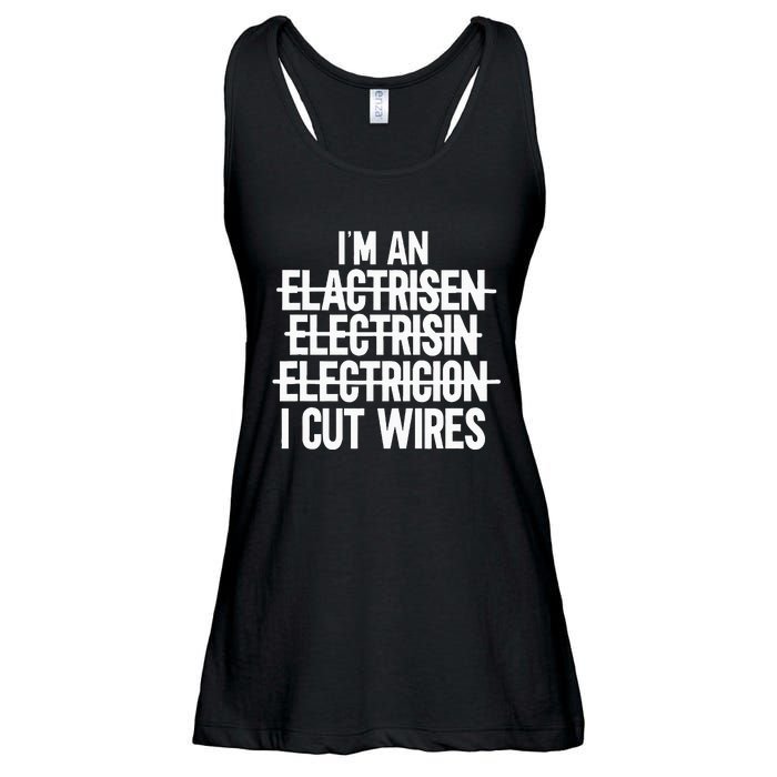 IM An ... I Cut Wires Lineman Funny Electrician Ladies Essential Flowy Tank