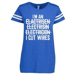 IM An ... I Cut Wires Lineman Funny Electrician Enza Ladies Jersey Football T-Shirt