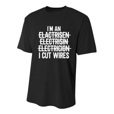 I'm An ... I Cut Wires Lineman Funny Electrician Youth Performance Sprint T-Shirt