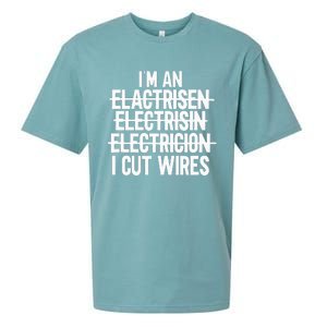 I'm An ... I Cut Wires Lineman Funny Electrician Sueded Cloud Jersey T-Shirt