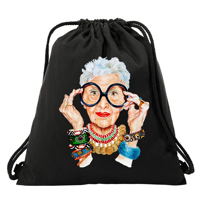 Iris Apfel Drawstring Bag