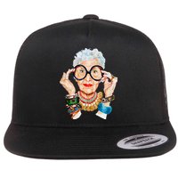 Iris Apfel Flat Bill Trucker Hat