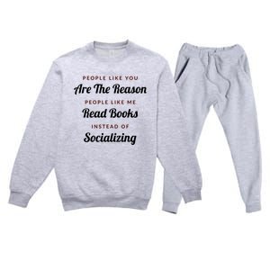 Introvert Antisocial Id Rather Be Reading Great Gift Premium Crewneck Sweatsuit Set