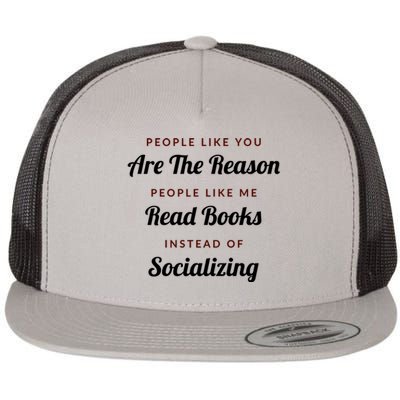 Introvert Antisocial Id Rather Be Reading Great Gift Flat Bill Trucker Hat