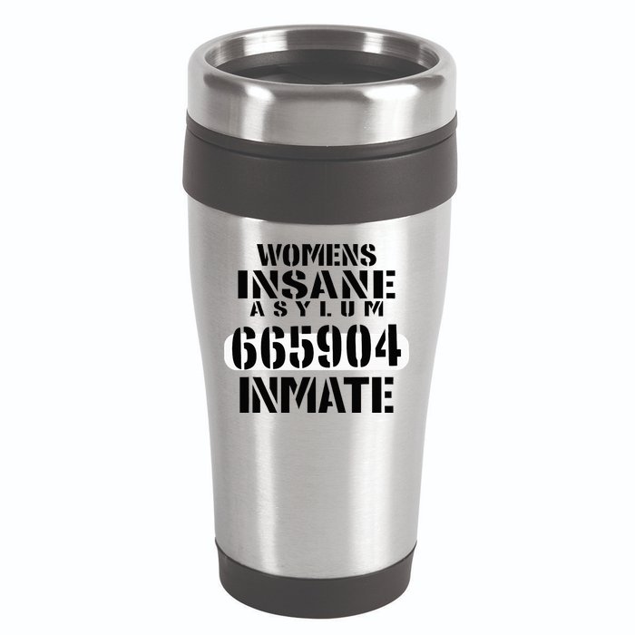 Insane Asylum Inmate With Numbers Halloween 16oz Travel Tumbler
