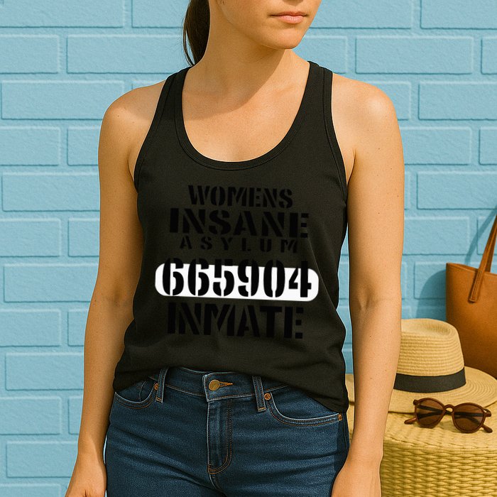 Insane Asylum Inmate With Numbers Halloween Womens Tank Top