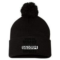 Insane Asylum Inmate With Numbers Halloween Pom Pom 12in Knit Beanie