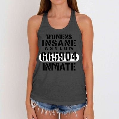 Insane Asylum Inmate With Numbers Halloween Women's Knotted Racerback Tank