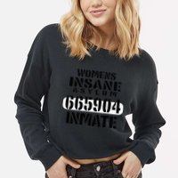 Insane Asylum Inmate With Numbers Halloween Cropped Pullover Crew