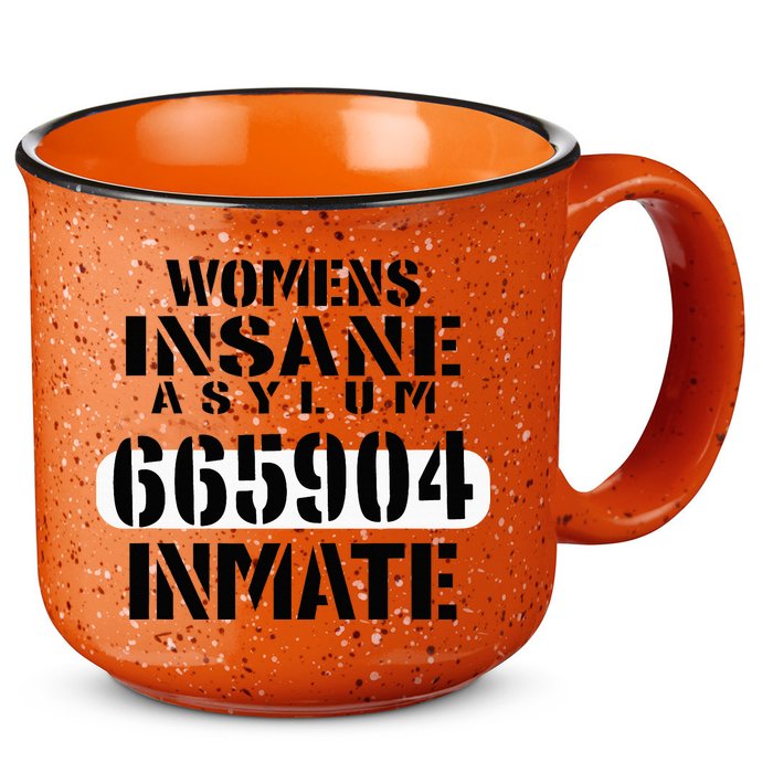 Insane Asylum Inmate With Numbers Halloween 15oz Campfire Ceramic Mug