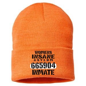 Insane Asylum Inmate With Numbers Halloween Sustainable Knit Beanie