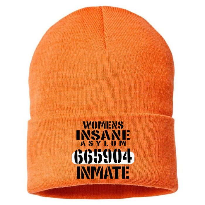 Insane Asylum Inmate With Numbers Halloween Sustainable Knit Beanie