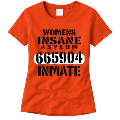 Insane Asylum Inmate With Numbers Halloween Womens T-Shirt