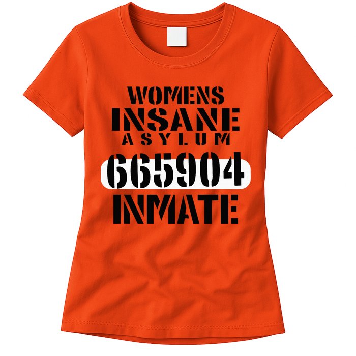 Insane Asylum Inmate With Numbers Halloween Womens T-Shirt