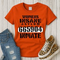 Insane Asylum Inmate With Numbers Halloween Womens T-Shirt