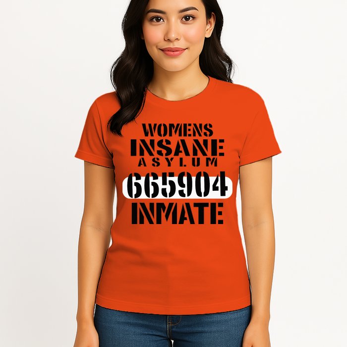 Insane Asylum Inmate With Numbers Halloween Womens T-Shirt