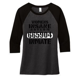 Insane Asylum Inmate With Numbers Halloween Women's Tri-Blend 3/4-Sleeve Raglan Shirt