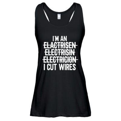 Im An ... I Cut Wires Lineman Funny Electrician Ladies Essential Flowy Tank