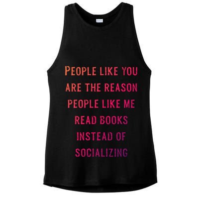 Introvert Antisocial Id Rather Be Reading Gift Ladies PosiCharge Tri-Blend Wicking Tank