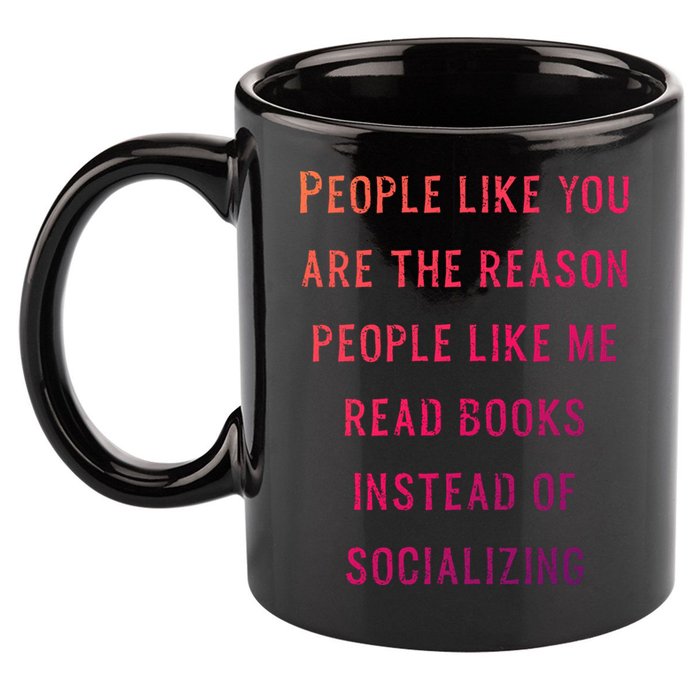 Introvert Antisocial Id Rather Be Reading Gift 11oz C Handle Ceramic Mug