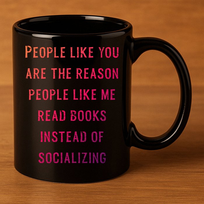 Introvert Antisocial Id Rather Be Reading Gift 11oz C Handle Ceramic Mug