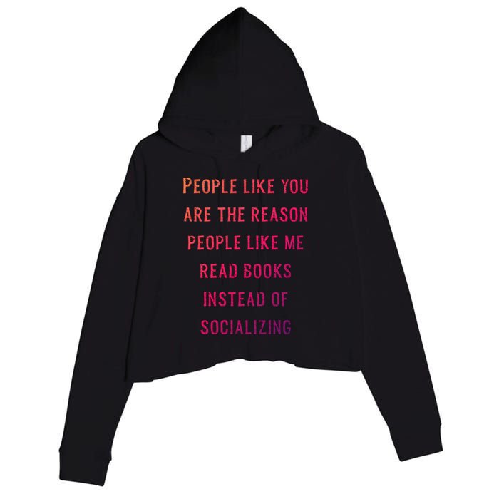 Introvert Antisocial Id Rather Be Reading Gift Crop Fleece Hoodie