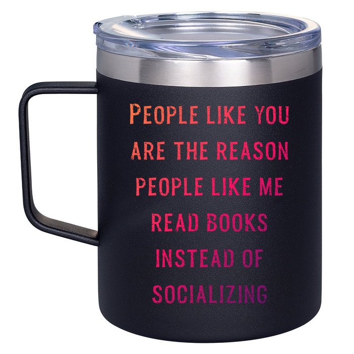 Introvert Antisocial Id Rather Be Reading Gift 12oz Stainless Steel Coffee Mug