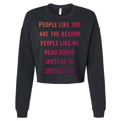 Introvert Antisocial Id Rather Be Reading Gift Cropped Pullover Crew