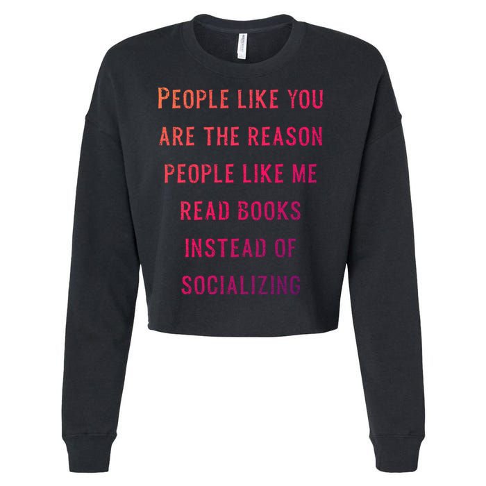 Introvert Antisocial Id Rather Be Reading Gift Cropped Pullover Crew