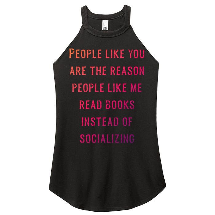 Introvert Antisocial Id Rather Be Reading Gift Women's Perfect Tri Rocker Tank