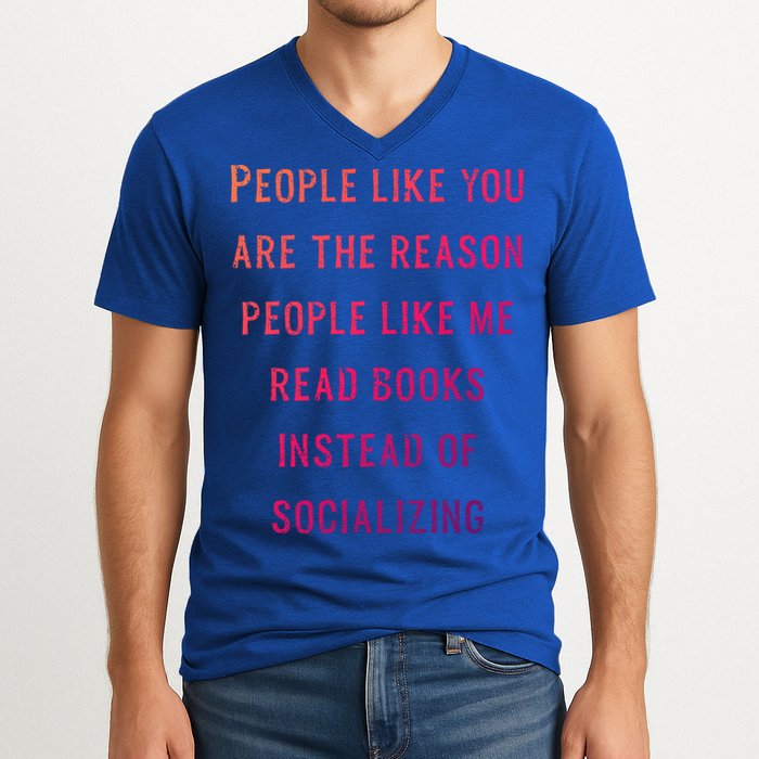Introvert Antisocial Id Rather Be Reading Gift V-Neck T-Shirt