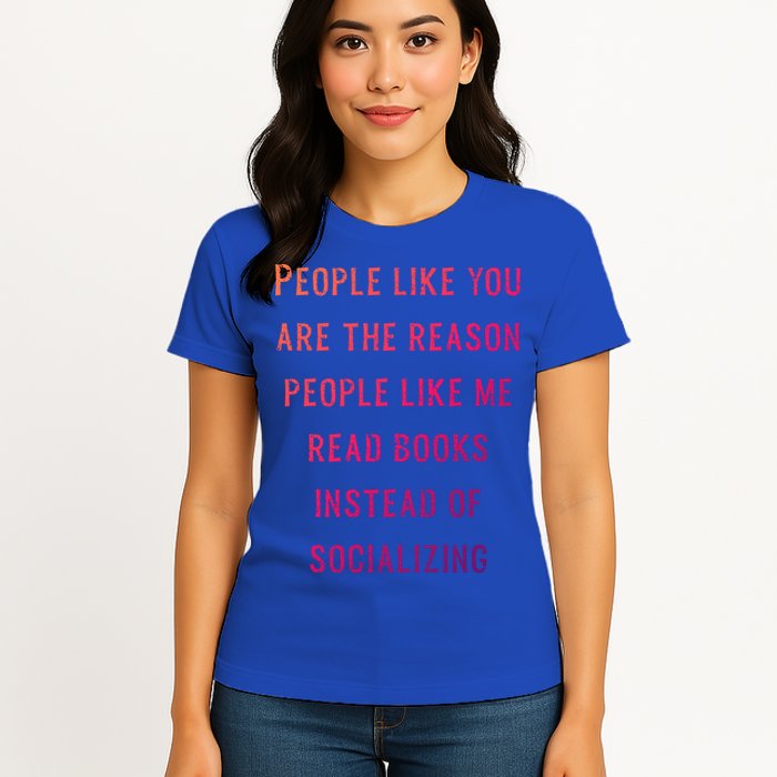 Introvert Antisocial Id Rather Be Reading Gift Womens T-Shirt