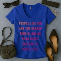 Introvert Antisocial Id Rather Be Reading Gift Women's V-Neck T-Shirt