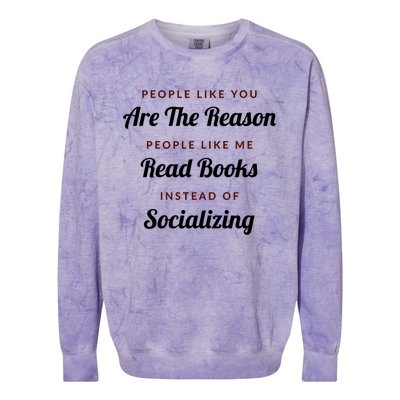 Introvert Antisocial Id Rather Be Reading Gift Colorblast Crewneck Sweatshirt