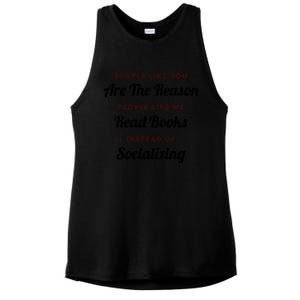 Introvert Antisocial Id Rather Be Reading Gift Ladies PosiCharge Tri-Blend Wicking Tank